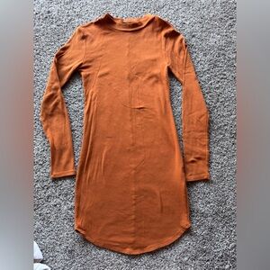 Forever 21 Burnt Orange Long Sleeve Ribbed Bodycon Dress